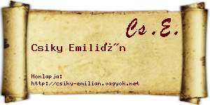 Csiky Emilián névjegykártya